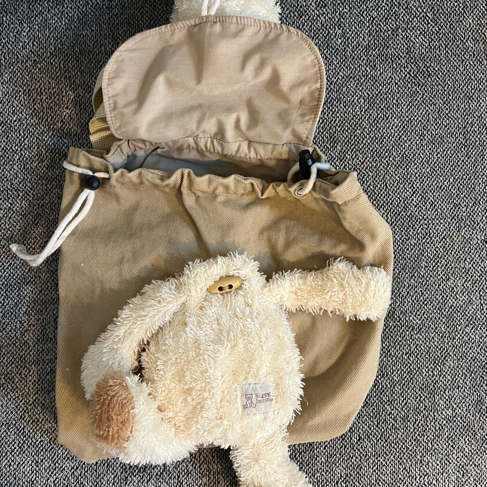 Plush Dog Backpack- Tan and Cream - Picture 2 of 5